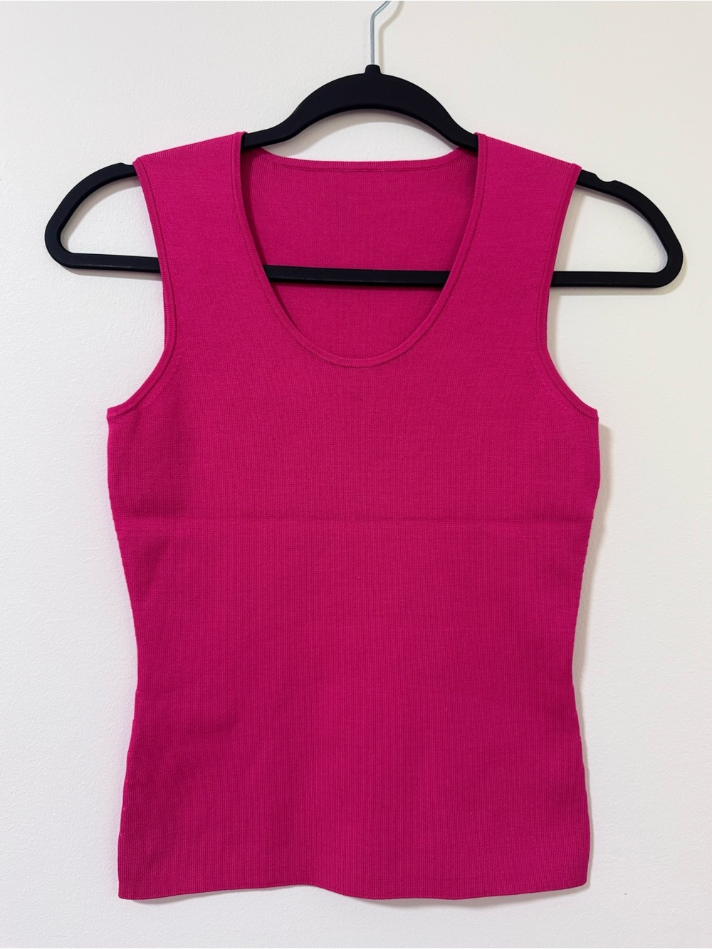 Ann Taylor Fuchsia Pink Silk Blend Ribbed Scoop-Neck Tank Top